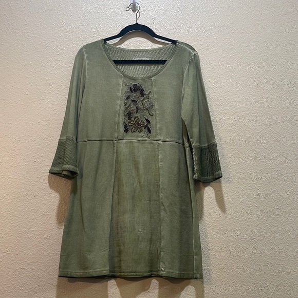 Soft Surroundings RIHANNON Green Beaded Embroidered Knit Tunic M - Picture 2 of 10